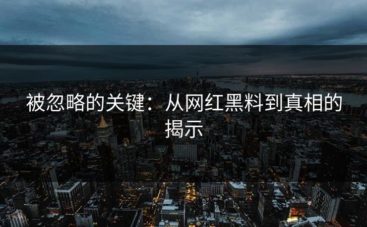 被忽略的关键：从网红黑料到真相的揭示