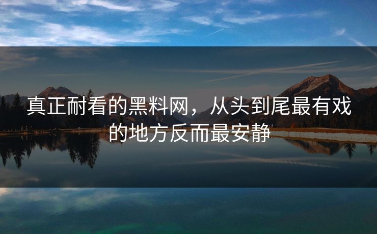 真正耐看的黑料网，从头到尾最有戏的地方反而最安静  第1张