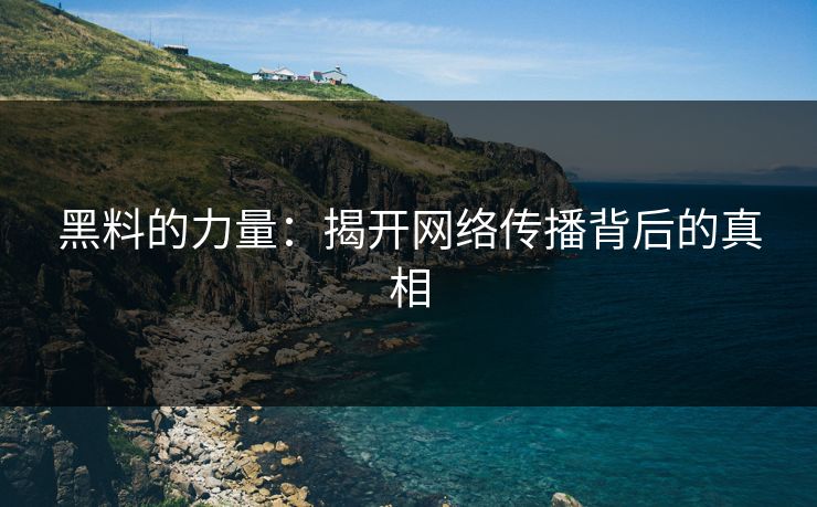 黑料的力量：揭开网络传播背后的真相  第1张