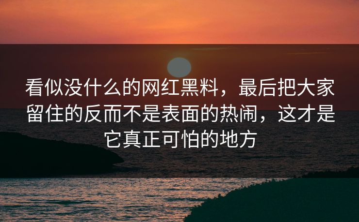看似没什么的网红黑料，最后把大家留住的反而不是表面的热闹，这才是它真正可怕的地方  第1张